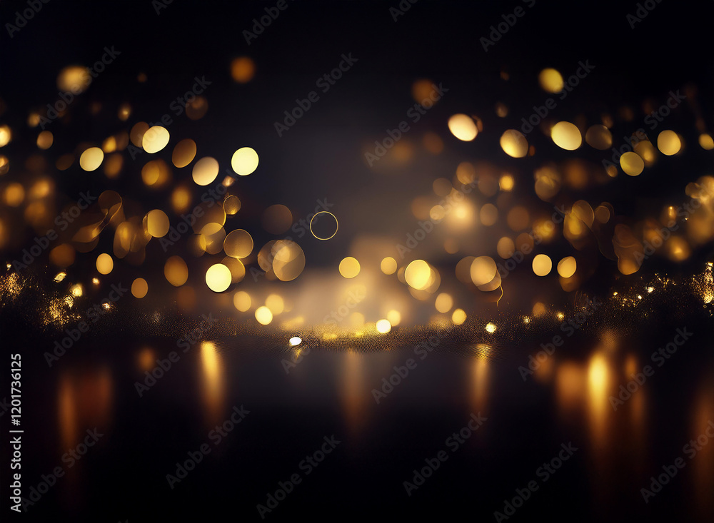 Aufkleber abstract background of golden bokeh lights, creating a shimmering, celebratory atmosphere. the dark 