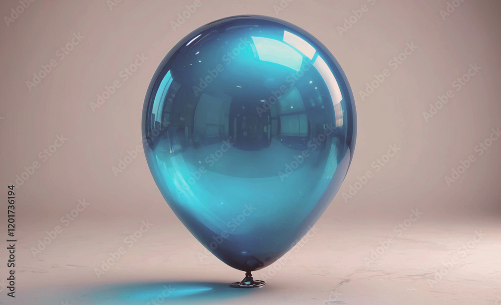 Poster a blue balloon is sitting on a white surface. the balloon is the only object in the image