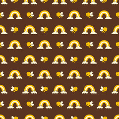 Cute Bee and Honey Digital Paper, Seamless Pattern Backgrounds