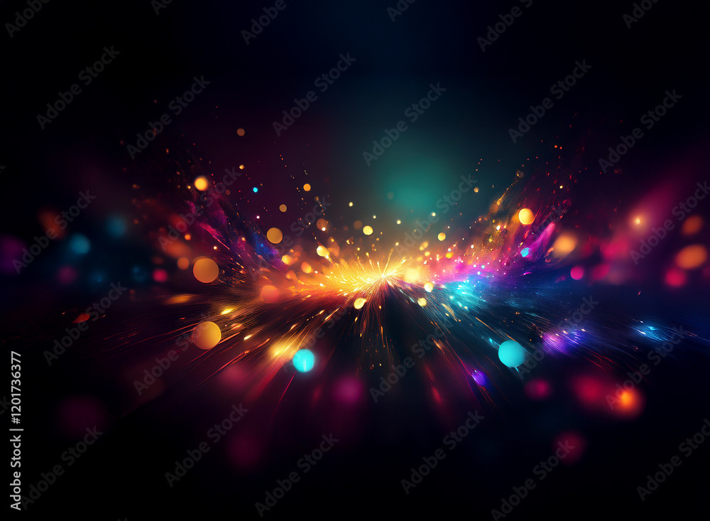 Aufkleber abstract background of vibrant bokeh lights, creating a dynamic, colorful explosion effect. the mult