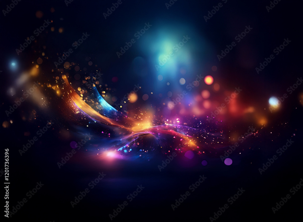 Leinwandbilder abstract background image featuring vibrant, colorful bokeh lights and glowing particles. the dynami