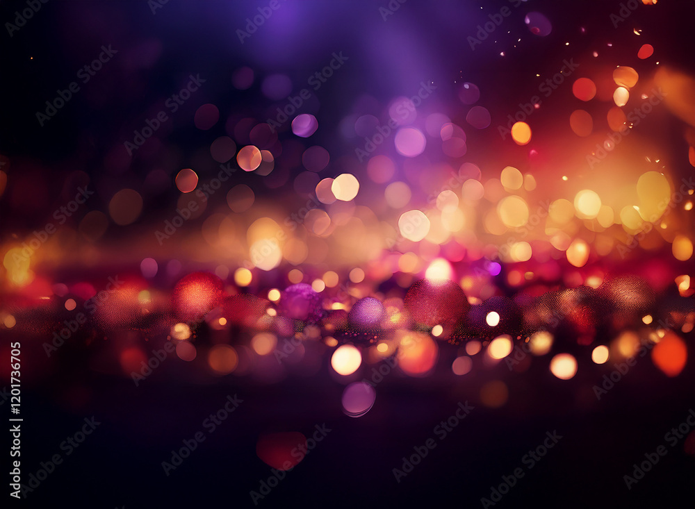 Poster abstract background of bokeh lights. warm and cool colors blend in a sparkling, out-of-focus glow. p