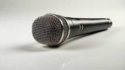 Microphone isolated on white Modern handheld wireless microphone isolated on white background, with sleek design and compact size, perfect for presentations, events, and public speaking engagements,