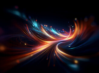 Abstract background image featuring vibrant, swirling lights creating a bokeh effect.  The dynamic composition evokes a sense of motion and energy.