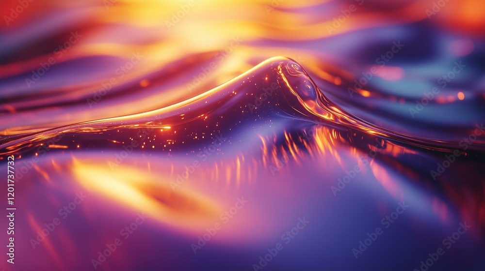 Wall mural vibrant liquid abstract background with dynamic waves and light reflections