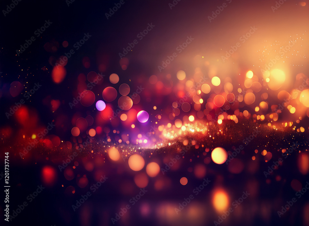 Poster Abstract background image featuring a bokeh effect.  Warm and cool lights create a sparkling, glittering effect.