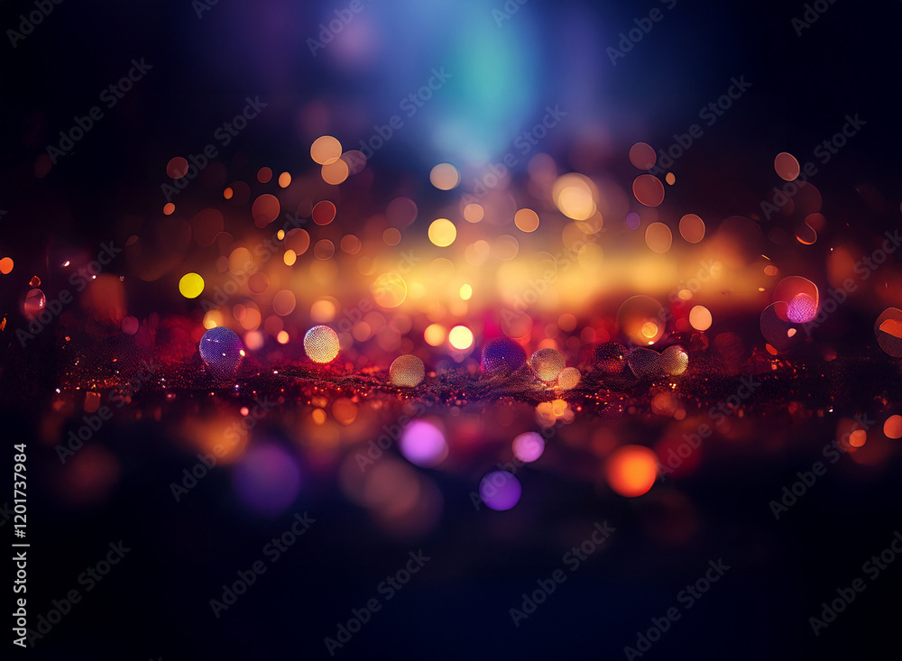 Poster Abstract background image featuring bokeh lights.  A vibrant display of colorful sparkles and glowing orbs creates a dreamy, atmospheric effect.