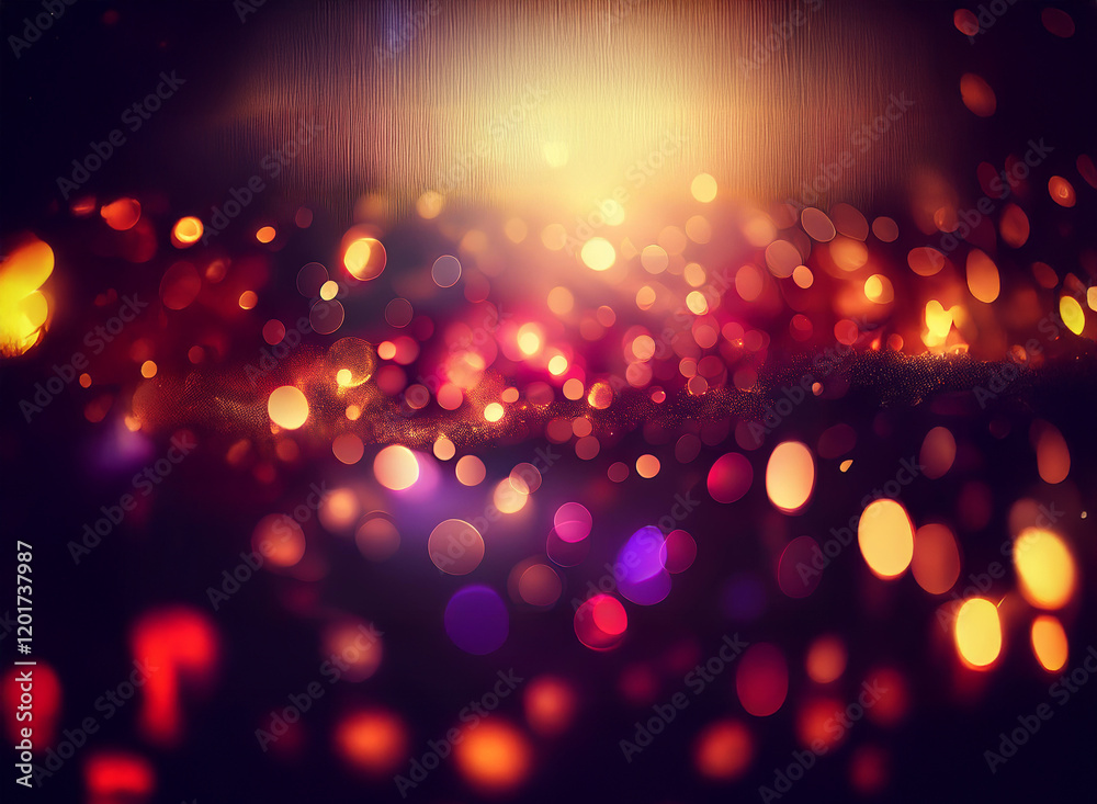 Poster Abstract background image featuring a bokeh effect.  Warm-toned lights, blurred and scattered, create a sparkling, festive atmosphere.