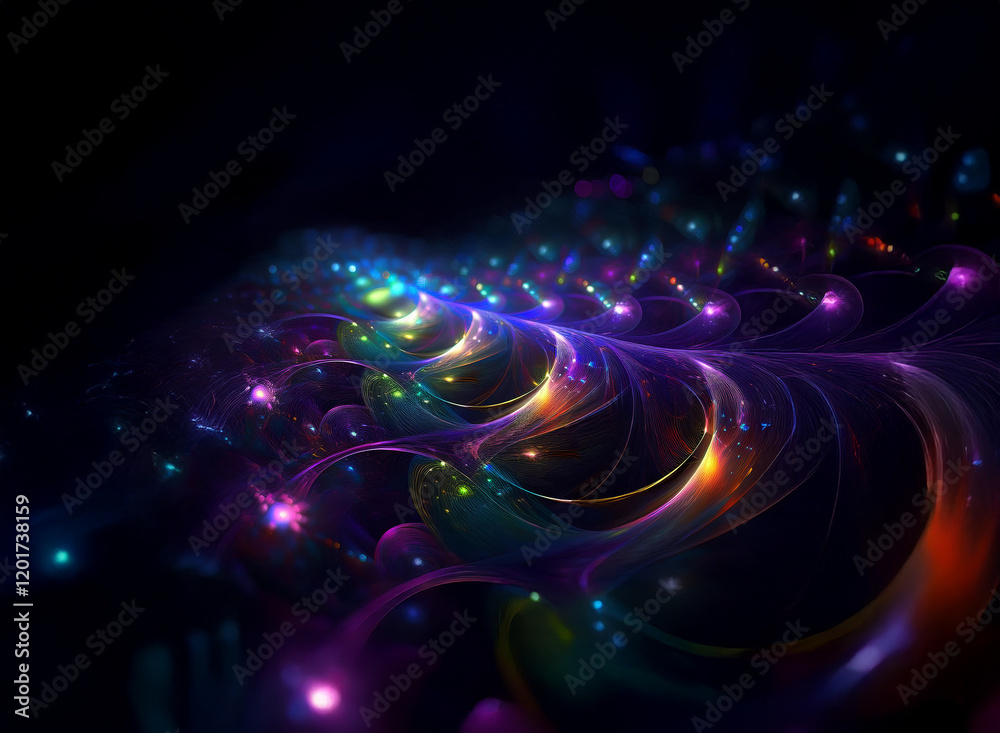 Aufkleber Abstract background image featuring vibrant, colorful lights and bokeh effects. Swirling, luminous forms create a dynamic and ethereal scene.