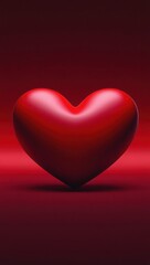 red heart shape on gradient red background for screen smartphone