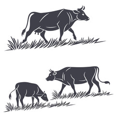  cow vector art silhouettes style with white background 