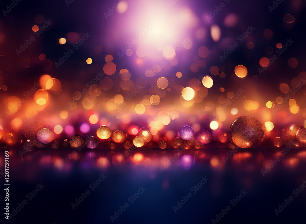 Poster abstract background image featuring bokeh lights. warm-toned, glowing orbs create a sparkling, celeb