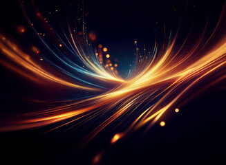 Obraz premium Abstract background image featuring dynamic, glowing light streaks and bokeh effects. The vibrant colors create a sense of motion and energy.
