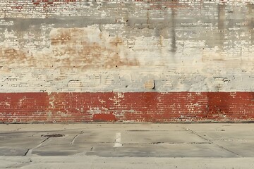 Weathered Brick Wall with Faded Paint and Textures in Urban Setting