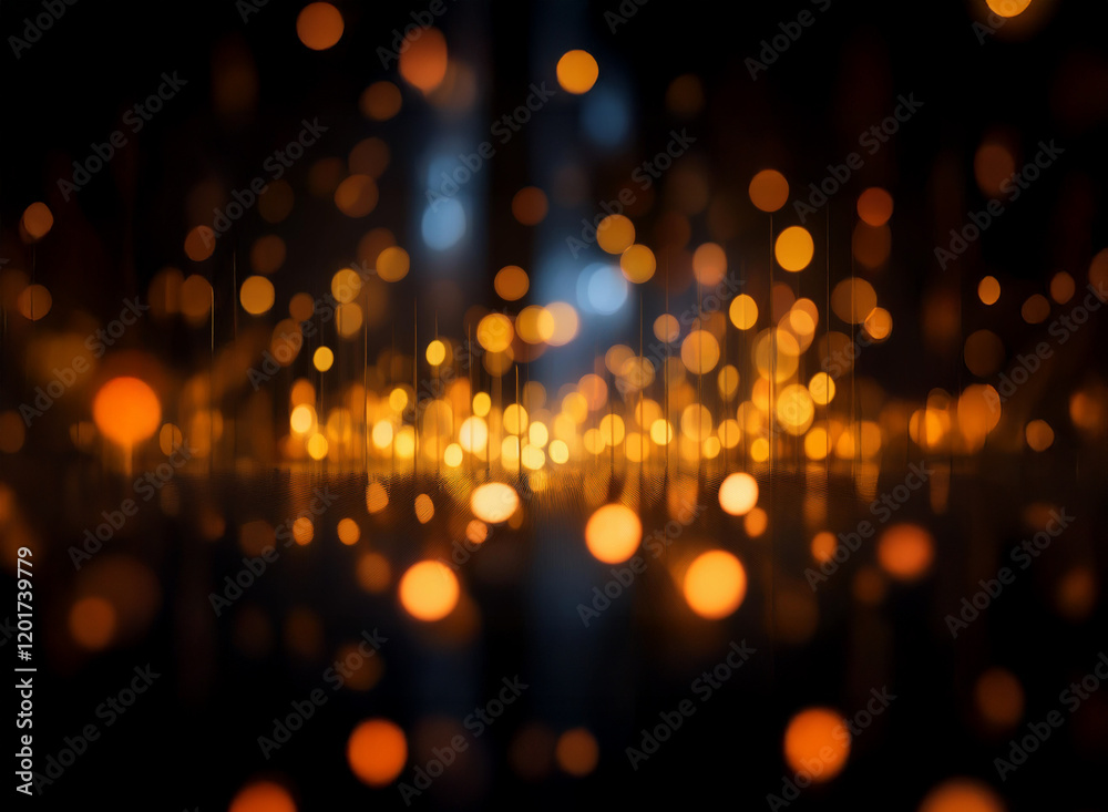Fototapete abstract background of blurred bokeh lights. golden and orange hues dominate, creating a warm, shimm