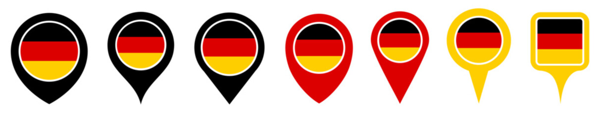 set vector Location pin germany flag icon. Country location symbol Map markers design template illustration