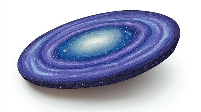 Pixelated Spiral Galaxy in Blue and Purple Hues