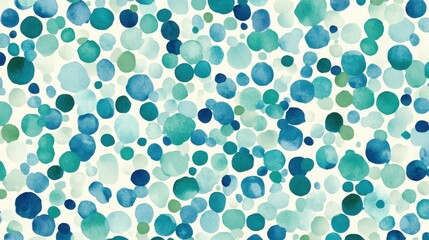 Abstract watercolor dots teal green blue pattern.