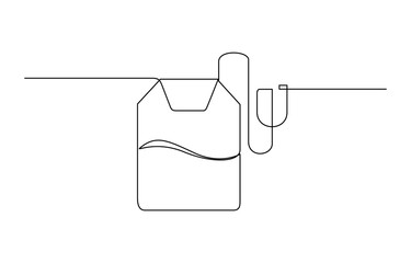 One continuous line drawing of paper tea bag, Discount tag icon line continuous drawing vector. One line price tag icon vector background.