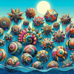 Geometric Abstract Seashells