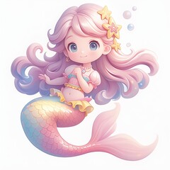 A pastel  illustration of cute girl in a children's book style,  created as a generative artwork using AI.