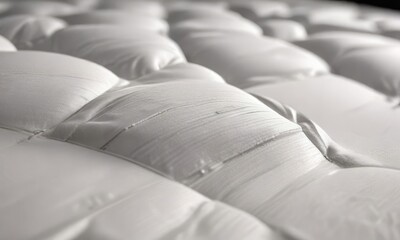 Fototapeta premium A macro shot of a single thread or fiber on the mattress showcasing its detail and craftsmanship, thread, textile, fiber