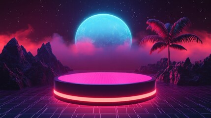  cylinder podium for product presentation mountain and sun background
