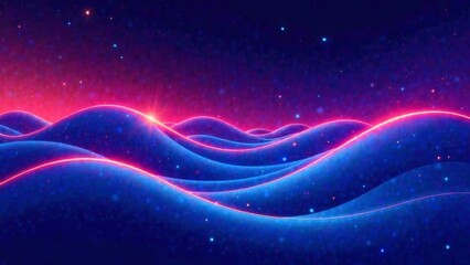 Obraz premium A blue and red wave with purple and pink streaks