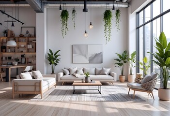 Modern interior with a mix of industrial and Scandinavian styles - 02