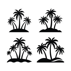 Fototapeta premium tropical Islands beach silhouette illustration