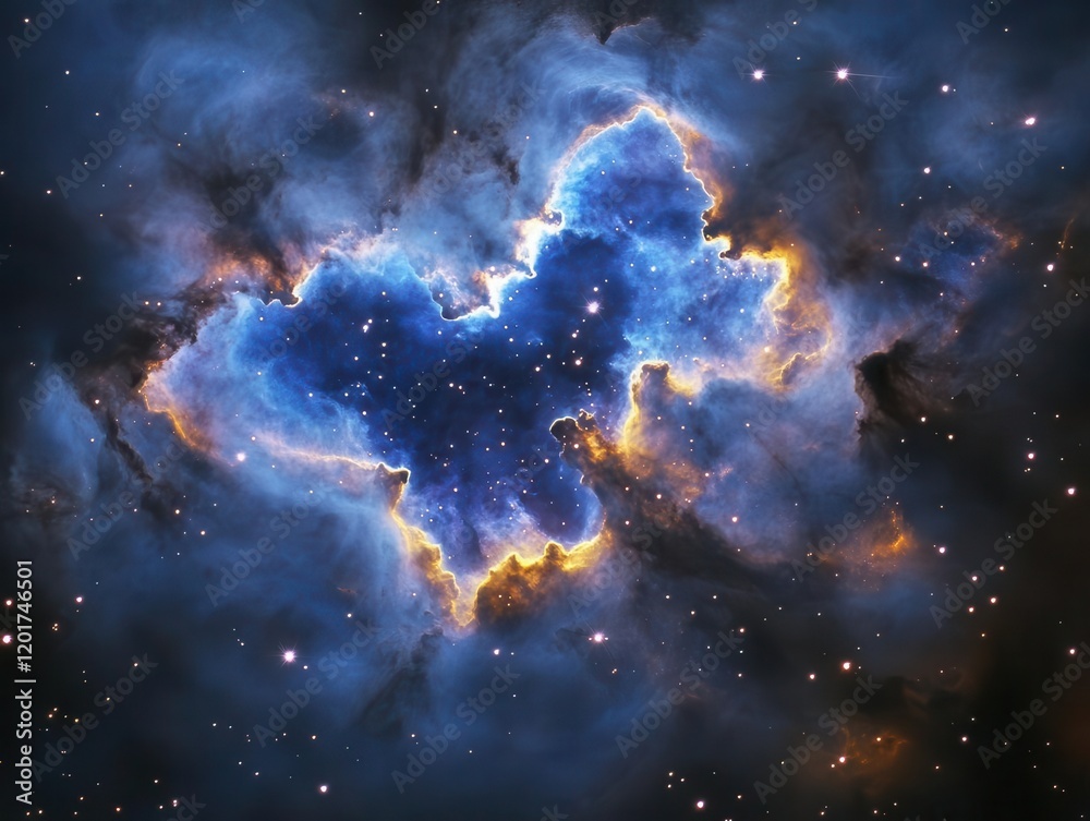 Canvas Prints ethereal collision of cosmic nebula clouds in deep space, swirling indigo and violet gases illuminat