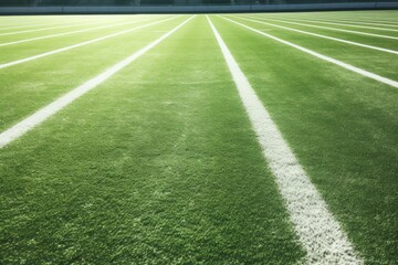 Obraz premium White lines marking the boundaries create a striking contrast against the vibrant green of a well maintained playing field