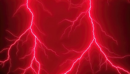 Red lightning streaks across dark sky Dramatic powerful energy