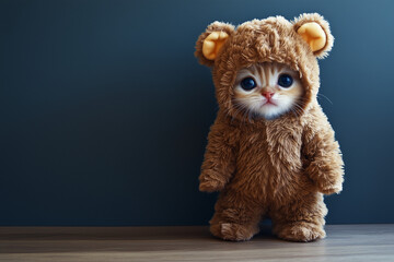 A cat in a bear costume
