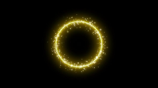 Neon circle with particle light sparkle  endless loop