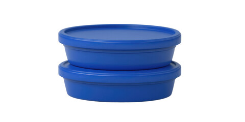 Stacked Blue Plastic Food Containers Round Lids Storage Takeaway