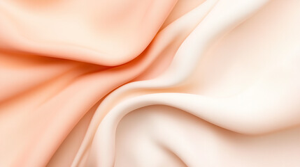 Peach and cream silk fabric with elegant drapery. The image features a gradient color transition from peach to cream, showcasing the luxurious texture of the silk