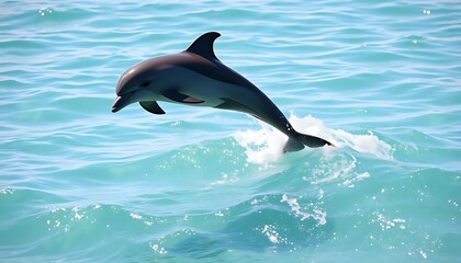 Naklejka premium Dolphin Leaping Ocean Waves Wildlife Nature Photography