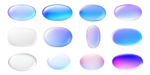 Collection of Glossy Oval and Rectangular Buttons Gradient Colors UI Elements Website Design App