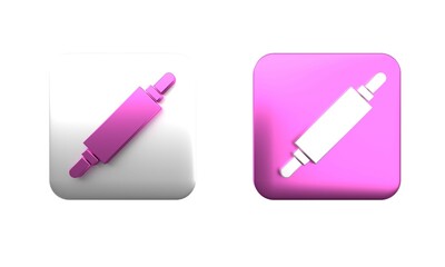 Colorful Rolling pin icon isolated on white background. Square button. 3D render illustration