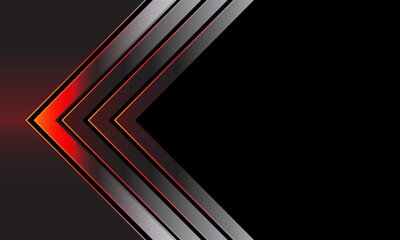 Abstract red metal arrow direction geometric on black blank space design modern futuristic background vector