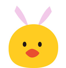 Easter chick head with bunny ears icon.
Cute yellow chick with rabbit ears flat vector isolated.
Easter icon.
Transparent background.