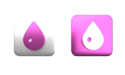 Colorful Water drop icon isolated on white background. Square button. 3D render illustration