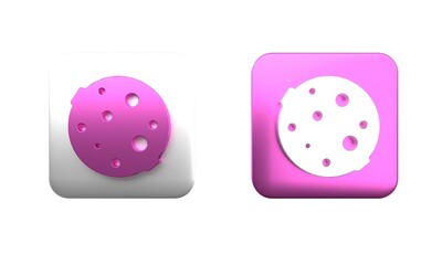 Colorful Moon icon isolated on white background. Square button. 3D render illustration