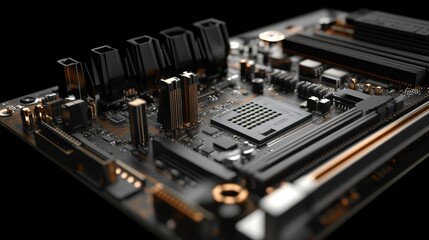 Exploring a high-fidelity motherboard digital environment 3d render tech showcase gigapixel detail