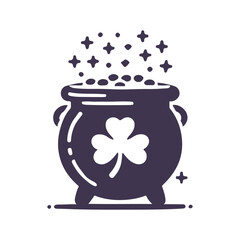 St. Patrick's Day Shamrock Pot of Gold Vector Silhouette Design