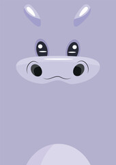 an invitation or poster template for a children's party or birthday with an animal design, namely a hippo design
