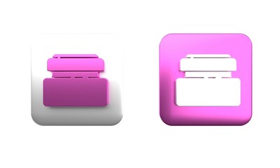 Colorful Cream or lotion cosmetic tube icon isolated on white background. Body care products for men. Square button. 3D render illustration