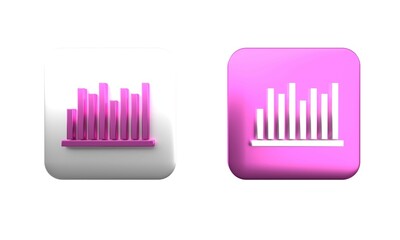 Colorful Pie chart infographic icon isolated on white background. Diagram chart sign. Square button. 3D render illustration