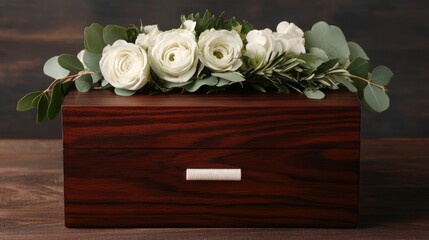 Personalized Wooden Gift Box with Elegant Floral Arrangement   Featuring Monogrammed Details Custom Engraving and Thoughtful Touches for Memorable and Occasions